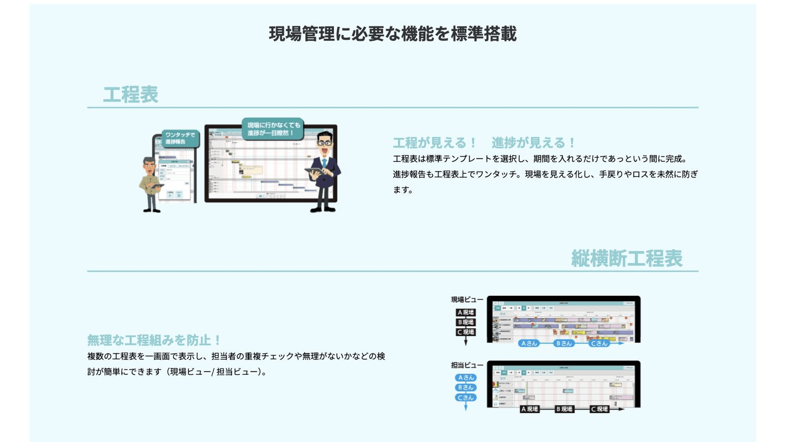 現場Plus公式サイトの写真・図面・工程表の機能紹介