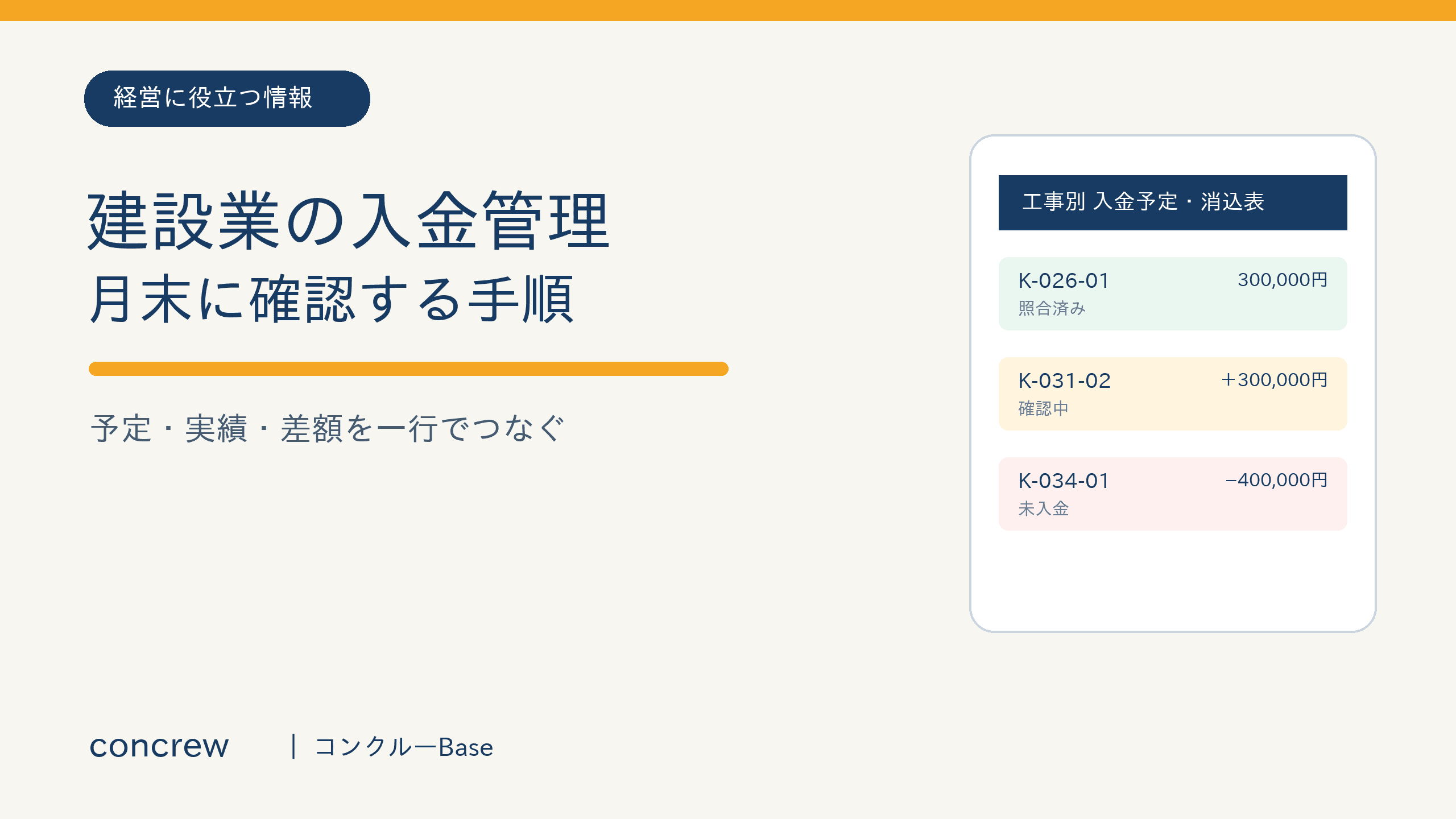 建設業の入金管理|請求後の予定・消込・未入金を月末に確認する手順