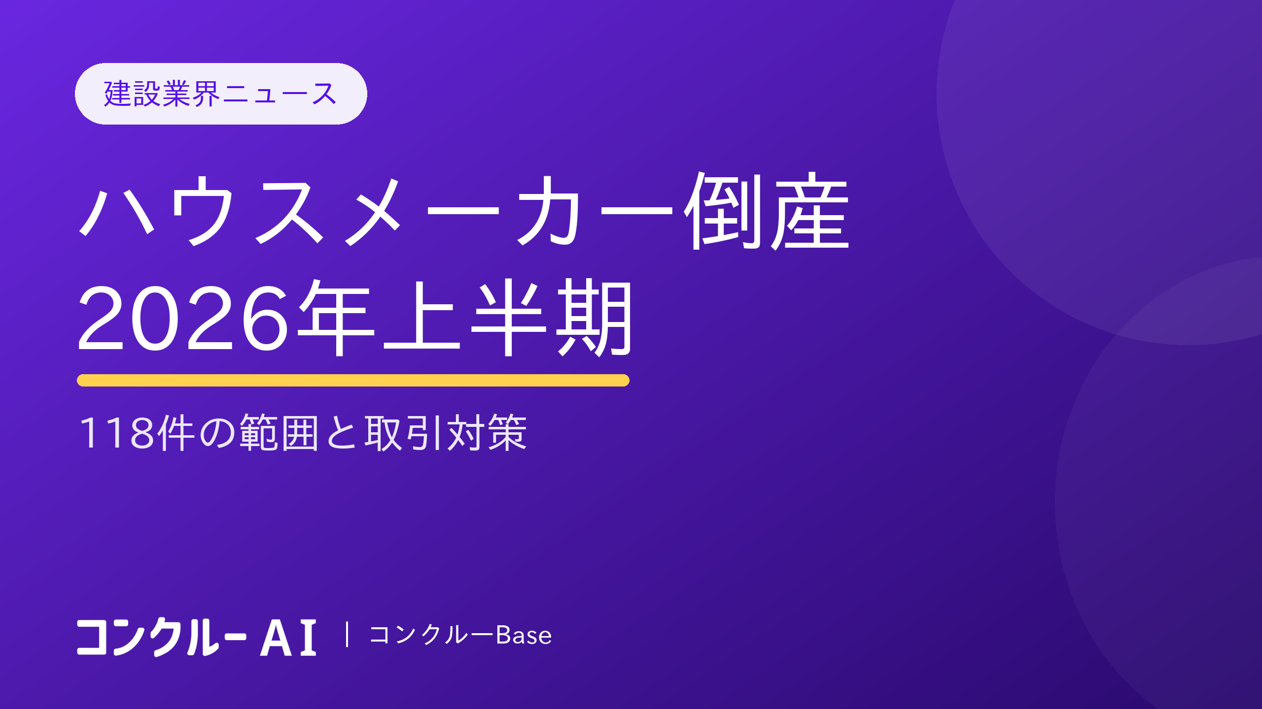 ハウスメーカー倒産2026年上半期|118件の範囲と取引対策